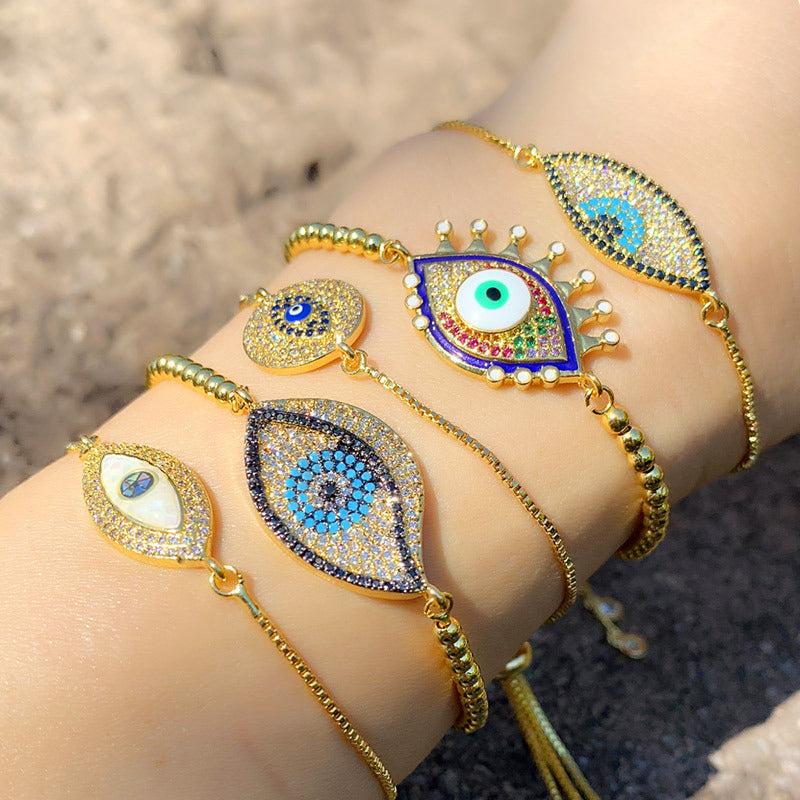 Mini Clover Evil Eye Bracelet | 18kt Gold Evil Eye Bracelet | STAC Fine  Jewellery